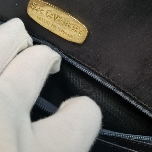 Vintage Dark Blue Suede Signature Givenchy Flap Shoulder Bag - Picture 8 of 11